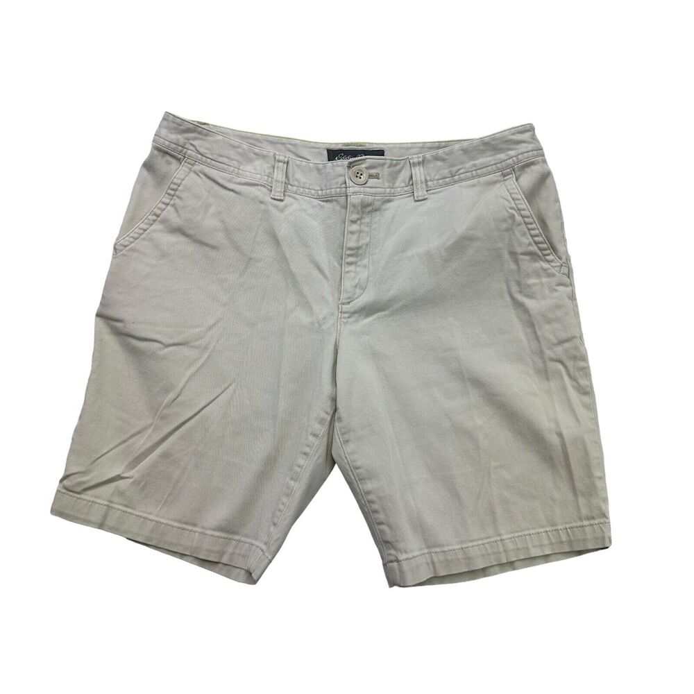 Eddie Bauer Shorts Womens 12 Beige Slightly Curvy Fit Mid Rise Outdoors Hiking